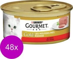 Merkloos Gourmet Gold Mousse 85 G - Kattenvoer - 48 X Rund