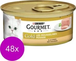 Merkloos Gourmet Gold Mousse Kalkoen - Kattenvoer - 48 X 85 G