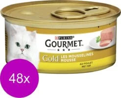 Merkloos Gourmet Gold Mousse 85 G - Kattenvoer - 48 X Kip