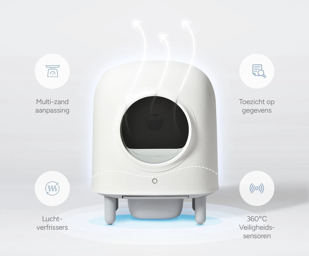 Petree Cube - Zelfreinigende Kattenbak - Automatisch - Bedienen Via De App - Katten - Anti-geur - 60 X 52 X 64 Cm 13 Petree Cube - Zelfreinigende Kattenbak - Automatisch - Bedienen Via De App - Katten - Anti-geur - 60 X 52 X 64 Cm - Afbeelding 11