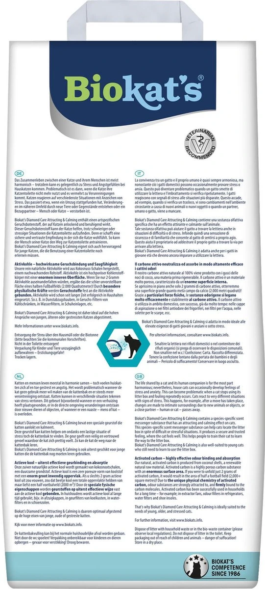 Biokat's Diamond Care Attracting & Calming - 10 L - Kattenbakvulling - Klontvormende - Zonder Geur - Aktieve Kool - Voor Jonge, Gestresste Of Oudere Katten 9 Biokat's Diamond Care Attracting & Calming - 10 L - Kattenbakvulling - Klontvormende - Zonder Geur - Aktieve Kool - Voor Jonge, Gestresste Of Oudere Katten - Afbeelding 7