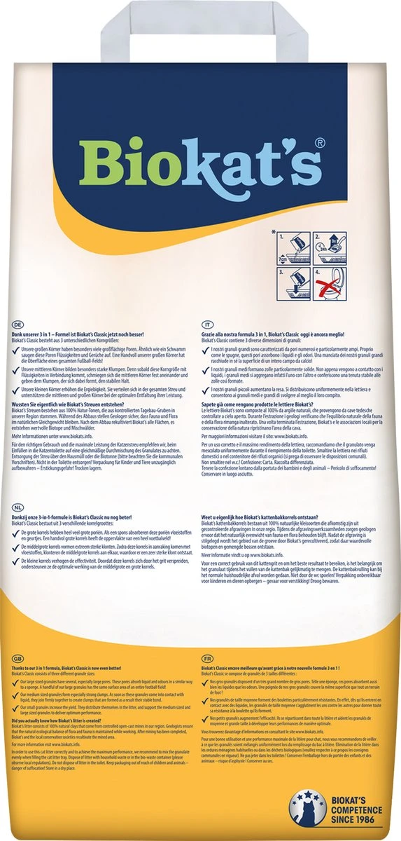 Biokat's Classic 3in1 - 18 L - Kattenbakvulling - Klontvormend - Zonder Geur 4 Biokat's Classic 3in1 - 18 L - Kattenbakvulling - Klontvormend - Zonder Geur - Afbeelding 2