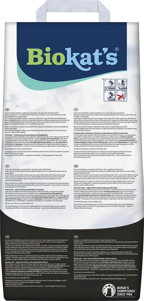 Biokat's Diamond Care Sensitive Classic - 6 L - Kattenbakvulling - Klontvormende - Zonder Geur - Aktieve Kool - Voor Gevoelige Katten 4 Biokat's Diamond Care Sensitive Classic - 6 L - Kattenbakvulling - Klontvormende - Zonder Geur - Aktieve Kool - Voor Gevoelige Katten - Afbeelding 2