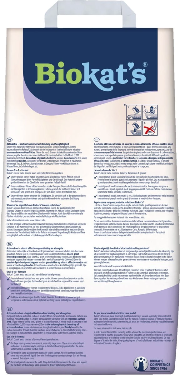 Biokat's Classic 3in1 Extra - 14 L - Kattenbakvulling - Klontvormend - Parfumvrij - Actieve Kool 9 Biokat's Classic 3in1 Extra - 14 L - Kattenbakvulling - Klontvormend - Parfumvrij - Actieve Kool - Afbeelding 7