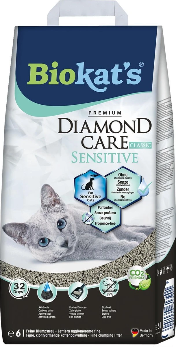 Biokat's Diamond Care Sensitive Classic - 6 L - Kattenbakvulling - Klontvormende - Zonder Geur - Aktieve Kool - Voor Gevoelige Katten 9 Biokat's Diamond Care Sensitive Classic - 6 L - Kattenbakvulling - Klontvormende - Zonder Geur - Aktieve Kool - Voor Gevoelige Katten - Afbeelding 7