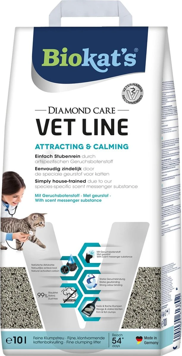 Biokat's Diamond Care Attracting & Calming - 10 L - Kattenbakvulling - Klontvormende - Zonder Geur - Aktieve Kool - Voor Jonge, Gestresste Of Oudere Katten 4 Biokat's Diamond Care Attracting & Calming - 10 L - Kattenbakvulling - Klontvormende - Zonder Geur - Aktieve Kool - Voor Jonge, Gestresste Of Oudere Katten - Afbeelding 2