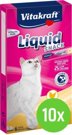 Merkloos 10 X Vitakraft Cat Liquid-Snack Kip & Taurine 6 Stuks