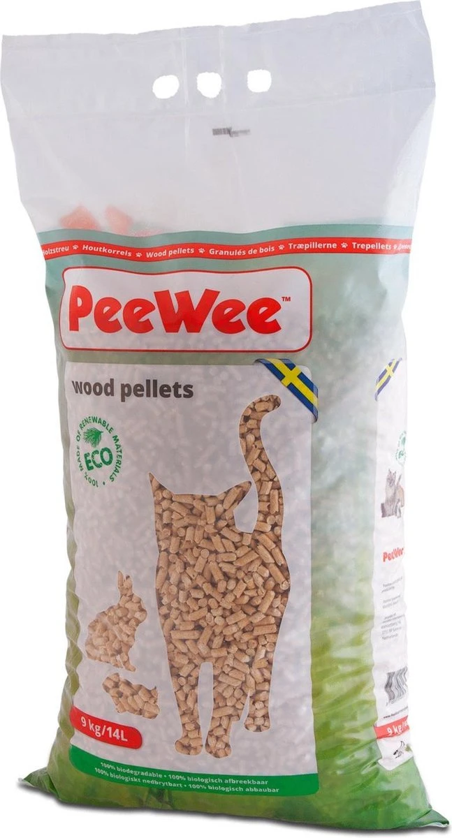 Peewee Houtkorrels Kattenbakvulling - 9 Kg (14l) 5 Peewee Houtkorrels Kattenbakvulling - 9 Kg (14l) - Afbeelding 3