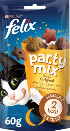 Felix Cat Snacks Party Mix - Kattensnacks Original En Seaside - 16 X 60g -Katten Benodigdheden Winkel 649x1200