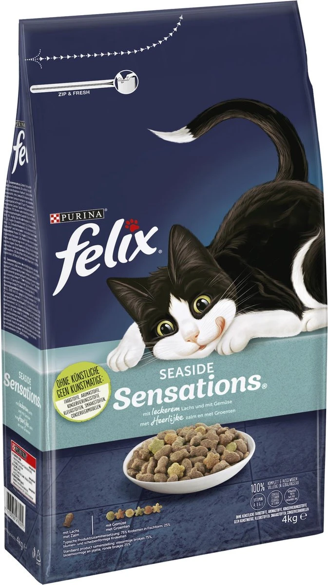 Felix Seaside Sensations - Katten Droogvoer - Zalm, Koolvis &groenten - 4kg 3 Felix Seaside Sensations - Katten Droogvoer - Zalm, Koolvis &groenten - 4kg