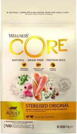 Wellness Core Kattenvoer Sterilised Kip - Kalkoen 4 Kg -Katten Benodigdheden Winkel 687x1200 3