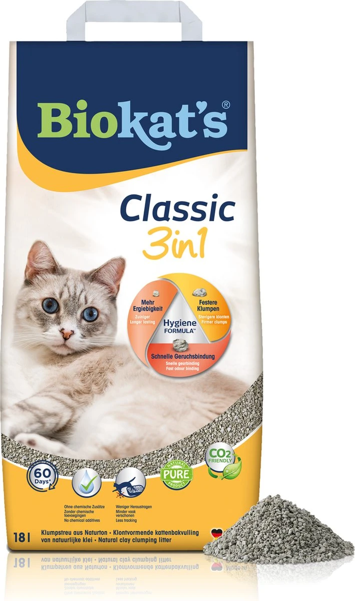 Biokat's Classic 3in1 - 18 L - Kattenbakvulling - Klontvormend - Zonder Geur 3 Biokat's Classic 3in1 - 18 L - Kattenbakvulling - Klontvormend - Zonder Geur