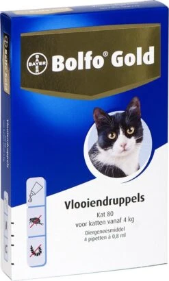 Bayer Bolfo Gold 80 Anti Vlooienmiddel - Kat - > 4 Kg - 4 Pipetten -Katten Benodigdheden Winkel 723x1200