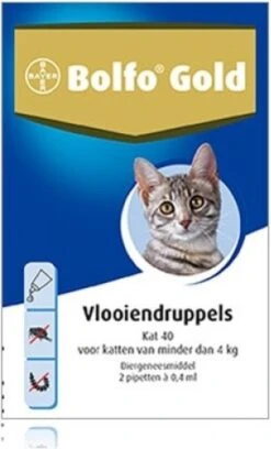 Bayer Bolfo Gold 40 Anti Vlooienmiddel - Kat - 0 Tot 4 Kg - 2 Pipetten 17 Bayer Bolfo Gold 40 Anti Vlooienmiddel - Kat - 0 Tot 4 Kg - 2 Pipetten -Katten Benodigdheden Winkel 727x1200