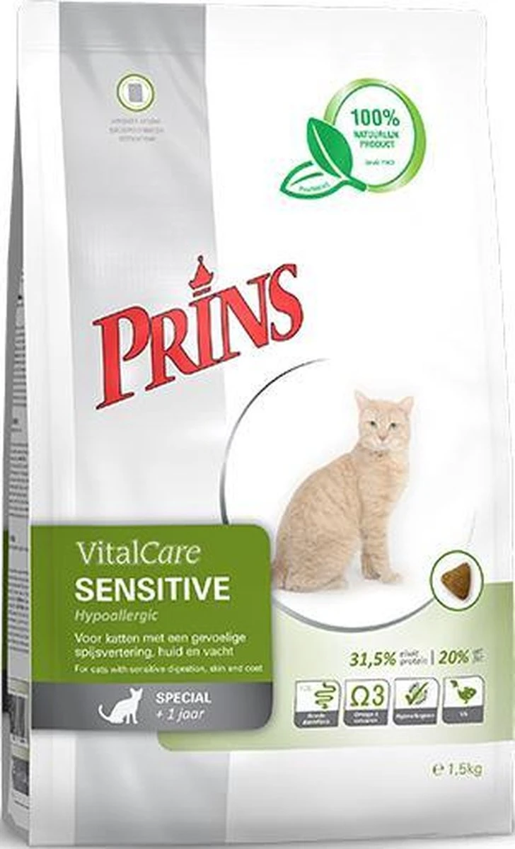 Prins Vital Care Kat Sensitive Hypolallergic - Kattenvoer - 10 Kg 4 Prins Vital Care Kat Sensitive Hypolallergic - Kattenvoer - 10 Kg - Afbeelding 2