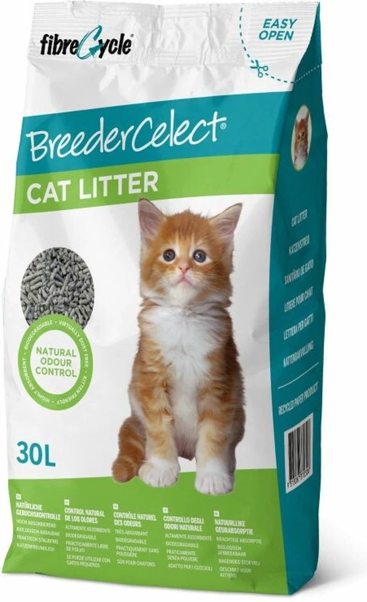 BreederCelect 100% Gerecycled - Kattenbakvulling - 30 L 3 BreederCelect 100% Gerecycled - Kattenbakvulling - 30 L