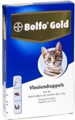 Bayer Bolfo Gold 40 Anti Vlooienmiddel - Kat - 0 Tot 4 Kg - 4 Pipetten 31 Bayer Bolfo Gold 40 Anti Vlooienmiddel - Kat - 0 Tot 4 Kg - 4 Pipetten -Katten Benodigdheden Winkel 751x1200 1