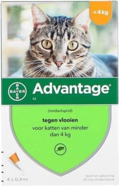 Bayer Advantage 40 Kat 4 Pip - Anti Vlooienmiddel - 2 X 0.4 Ml - 0 - 4 Kg -Katten Benodigdheden Winkel 771x1200 2