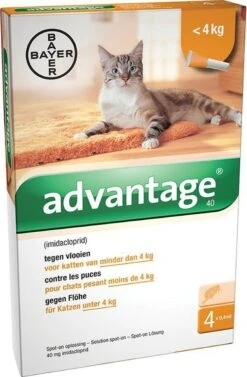 Bayer Advantage 40 Tegen Vlooien - <4kg - 4 X 0,4 Ml - Adult -Katten Benodigdheden Winkel 786x1200 1