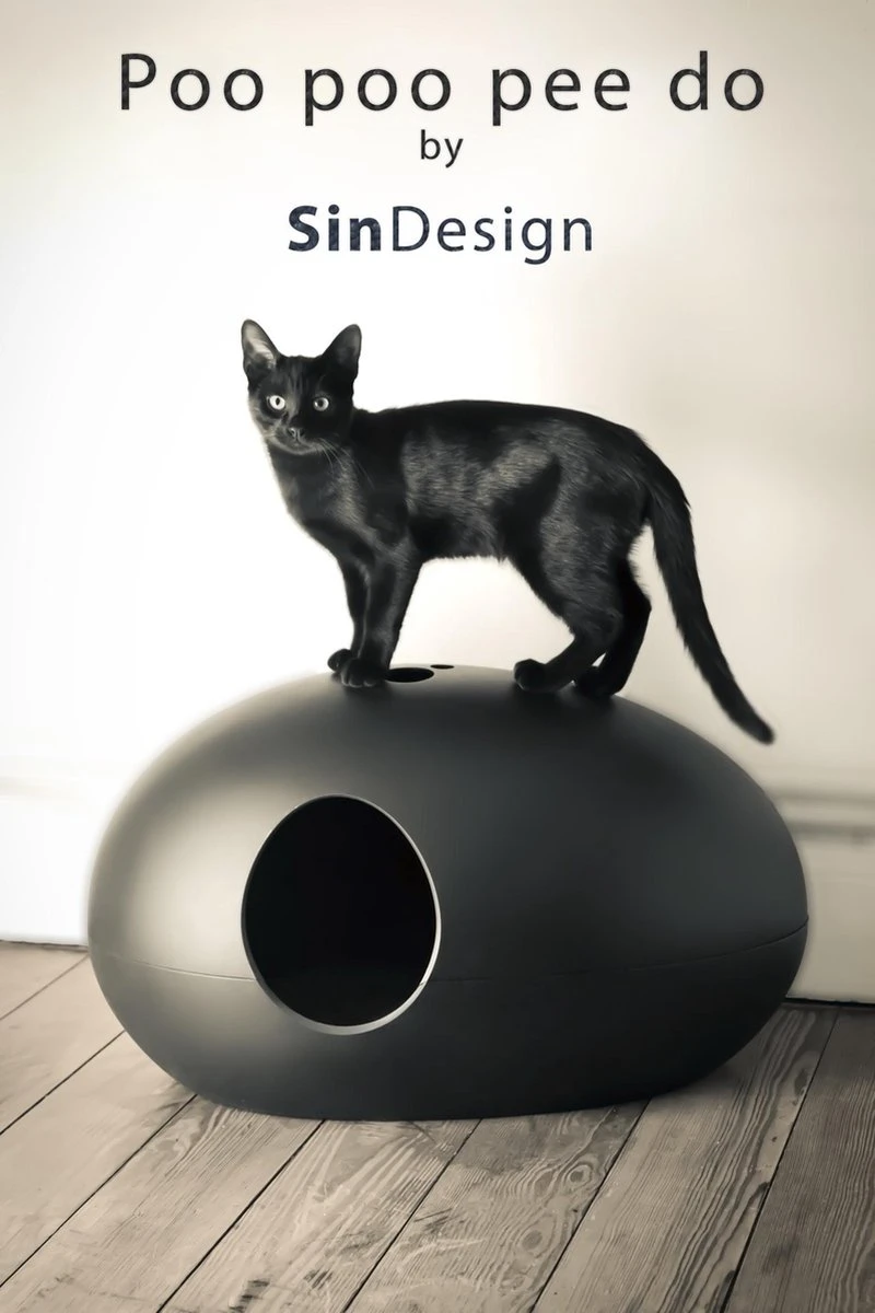 SinDesign Poopoopeedo Kattenbak - Zwart 7 SinDesign Poopoopeedo Kattenbak - Zwart - Afbeelding 5