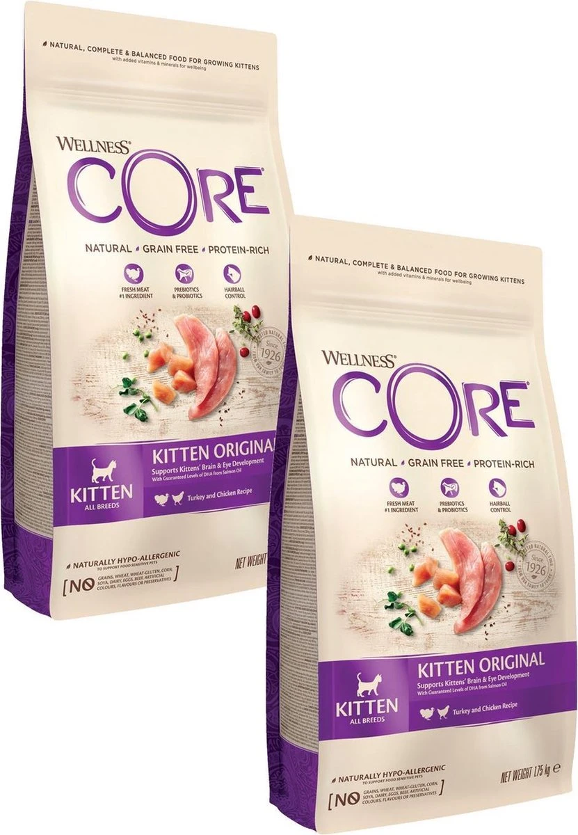 Wellness Core Grain Free Kitten Kalkoen&Kip - Kattenvoer - 2 X 1.75 Kg 3 Wellness Core Grain Free Kitten Kalkoen&Kip - Kattenvoer - 2 X 1.75 Kg