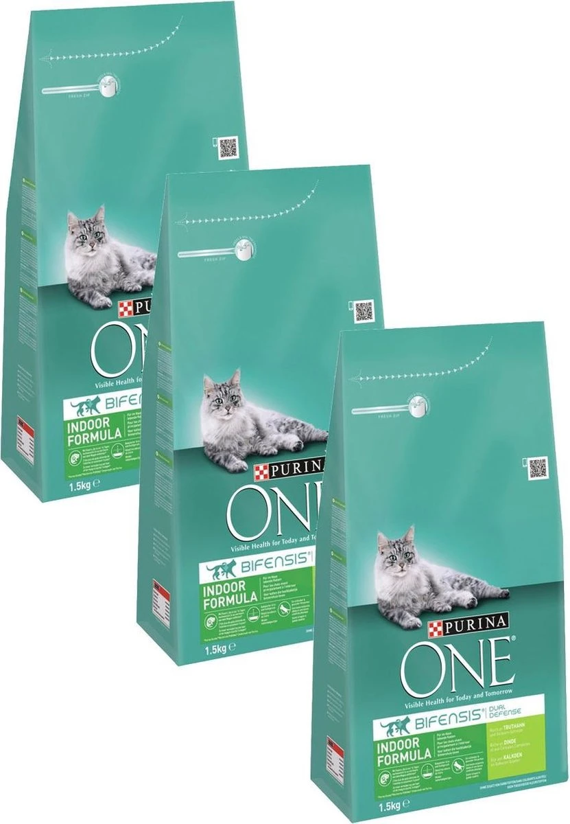 Purina One Indoor Formula Kalkoen - Kattenvoer - 3 X 1.5 Kg 3 Purina One Indoor Formula Kalkoen - Kattenvoer - 3 X 1.5 Kg