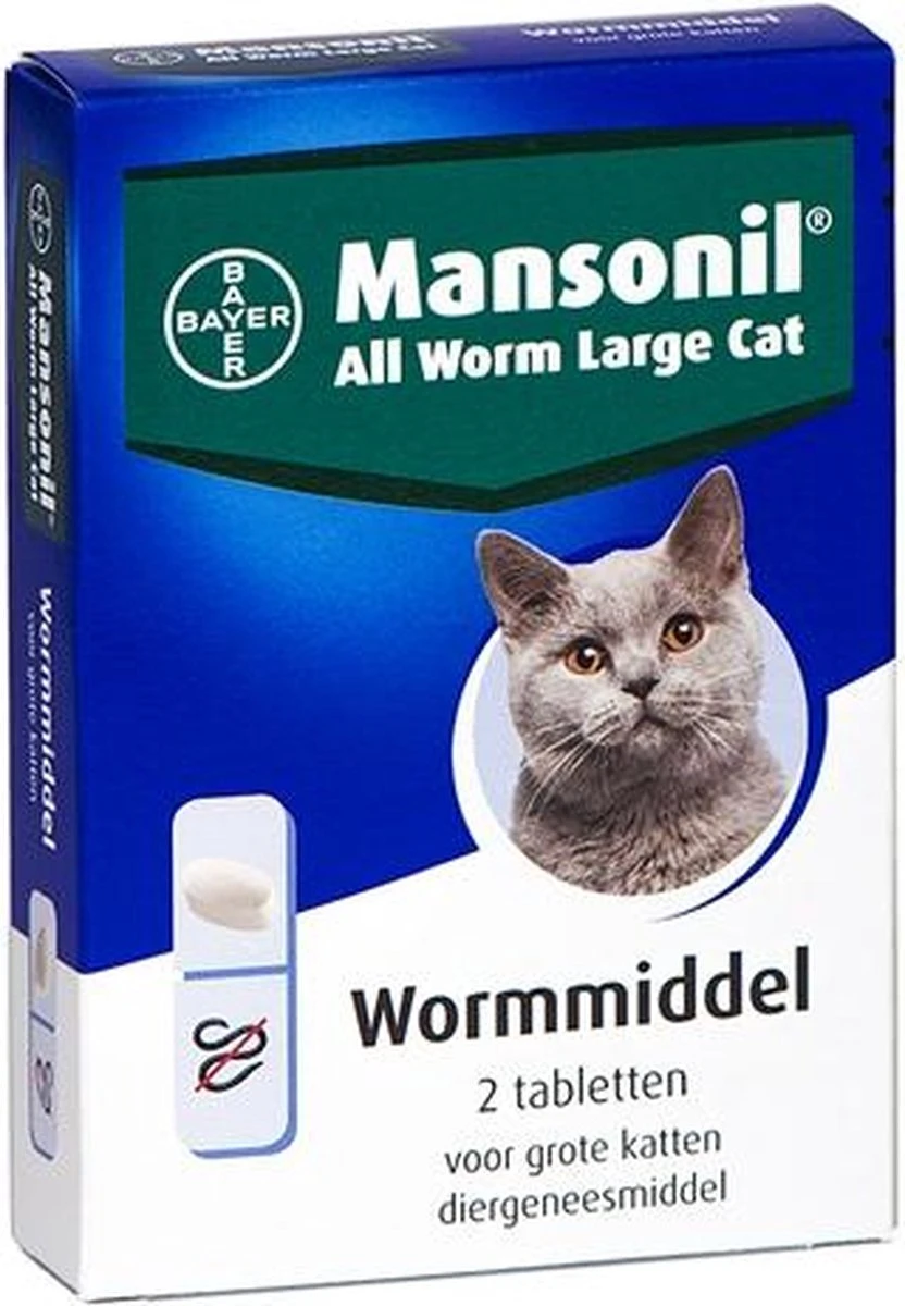 Mansonil All Worm Large Cat Ontworming - Grote Kat - 2 Tabletten 11 Mansonil All Worm Large Cat Ontworming - Grote Kat - 2 Tabletten - Afbeelding 9
