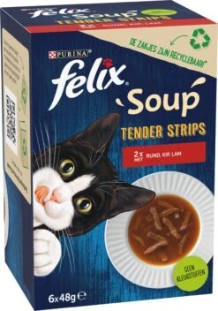 Felix Soup Tender Strips Met Rund, Kip & Lam - Katten Natvoer - 24 X 48g -Katten Benodigdheden Winkel 841x1200