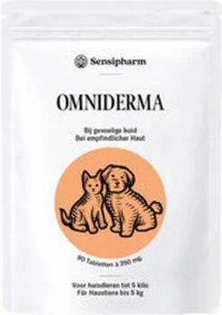 Sensipharm Omniderma Voor Kat, Hondje, Cavia, Konijn - Voedingssupplement Voor Huid En Vacht, Bij Jeuk, Eczeem & Hotspot - 90 Tabletten à 250 Mg -Katten Benodigdheden Winkel 844x1200 1