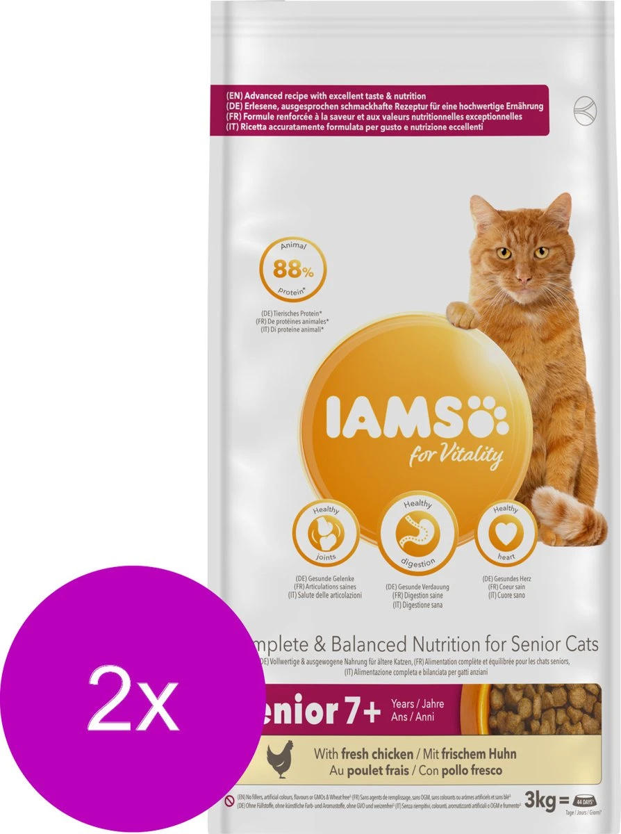 Iams Cat Senior Kip - Kattenvoer - 2 X 3 Kg 4 Iams Cat Senior Kip - Kattenvoer - 2 X 3 Kg - Afbeelding 2