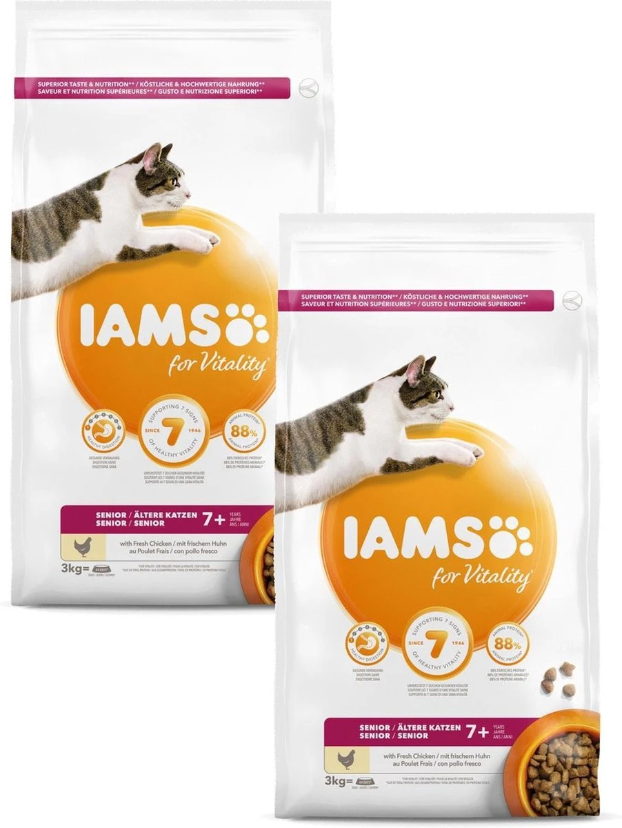 Iams Cat Senior Kip - Kattenvoer - 2 X 3 Kg 3 Iams Cat Senior Kip - Kattenvoer - 2 X 3 Kg