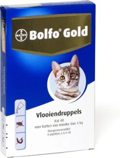 Bayer Bolfo Gold 40 Anti Vlooienmiddel - Kat - 0 Tot 4 Kg - 4 Pipetten 26 Bayer Bolfo Gold 40 Anti Vlooienmiddel - Kat - 0 Tot 4 Kg - 4 Pipetten -Katten Benodigdheden Winkel 913x1200 1