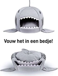 MikaMax Haai Hondenmand - Kattenmand - Dierenmand - Huisdierkussen - Mand Of Bed - Origineel - Extra Zacht Materiaal - 42 X 42 X 36 Cm -Katten Benodigdheden Winkel 926x1200 3