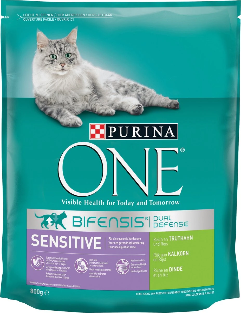 Purina One Sensitive - Kalkoen/Rijst - Kattenvoer - 800 G 4 Purina One Sensitive - Kalkoen/Rijst - Kattenvoer - 800 G - Afbeelding 2