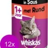 Whiskas Natvoer - Adult - Rund - 12 X 400 Gr -Katten Benodigdheden Winkel 965x1200