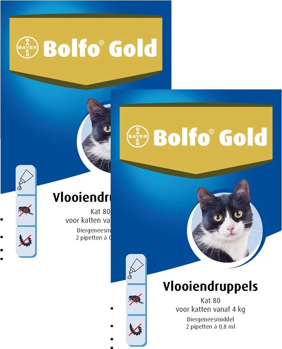 Bolfo Gold Kat 80 - Anti Vlooienmiddel - 2 X 2 Stuks Van 4 Kg 3 Bolfo Gold Kat 80 - Anti Vlooienmiddel - 2 X 2 Stuks Van 4 Kg