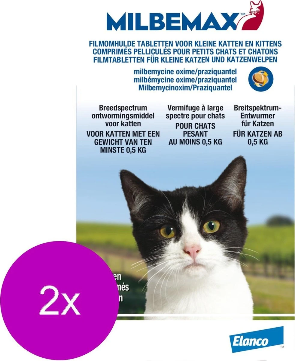 Elanco Milbemax Kitten & Kat - Anti Wormenmiddel - 2 X 2 Tab 0.5 Tot 2 Kg 3 Elanco Milbemax Kitten & Kat - Anti Wormenmiddel - 2 X 2 Tab 0.5 Tot 2 Kg