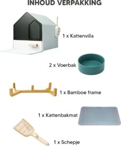 Kattenbak Villa Met Dubbele Voerbak En Kattenbakmat – Kat - Drinkbak – Modern En Stijlvol - Design - Groen -Katten Benodigdheden Winkel 994x1200 2