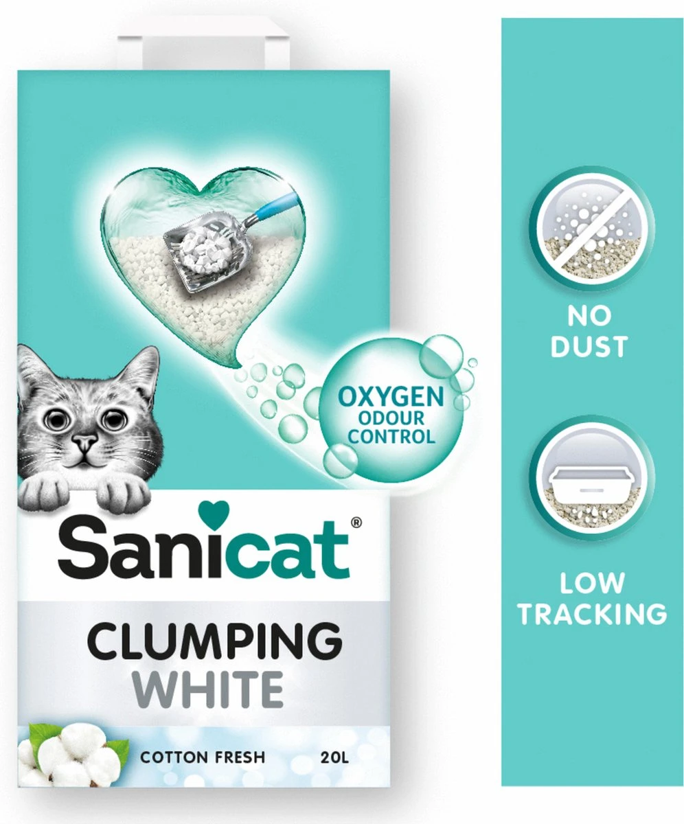 Sanicat Kattenbakvulling Clumping White Cotton Fresh 20 Liter 5 Sanicat Kattenbakvulling Clumping White Cotton Fresh 20 Liter - Afbeelding 3